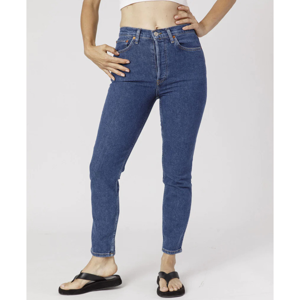 Re/Done 90s High Rise Ankle‎ Crop Jeans Western Rinse Blue Size 30